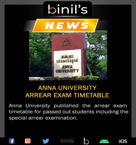 Anna University Arrear Exam Timetable