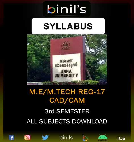 Anna University 3rd Sem ME CAD/CAM Syllabus 2017