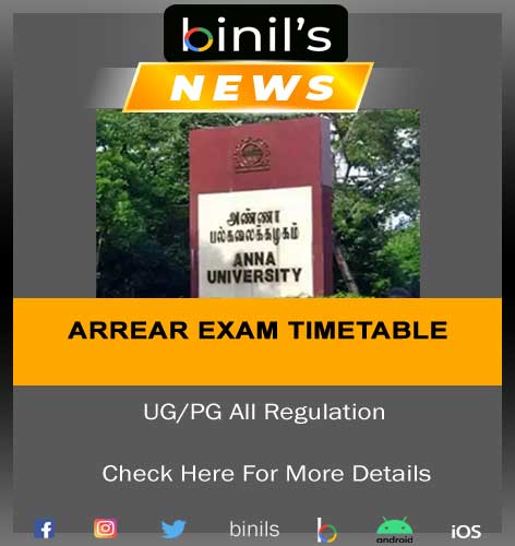 Anna University special arrear exam Timetable 2020 UG/PG Download