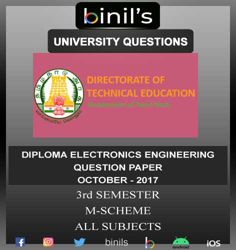 DOTE University Diploma Question Paper 3rd sem for Electronics Engineering October 2018 M-Scheme examination question papers are available